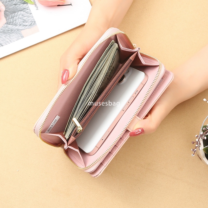 Fashionable women's high-end feeling new atmosphere retro style Korean wallet long wallet leather wallet classic and practical large capacity cha