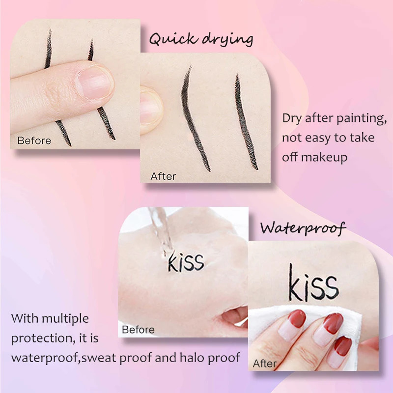 PTWOP Black Eyeliner Pencil Liquid Eye Liner Waterproof Quick Drying Long Lasting Black Eyeliner for Eye Makeups 2 Pcs/Lot 240625