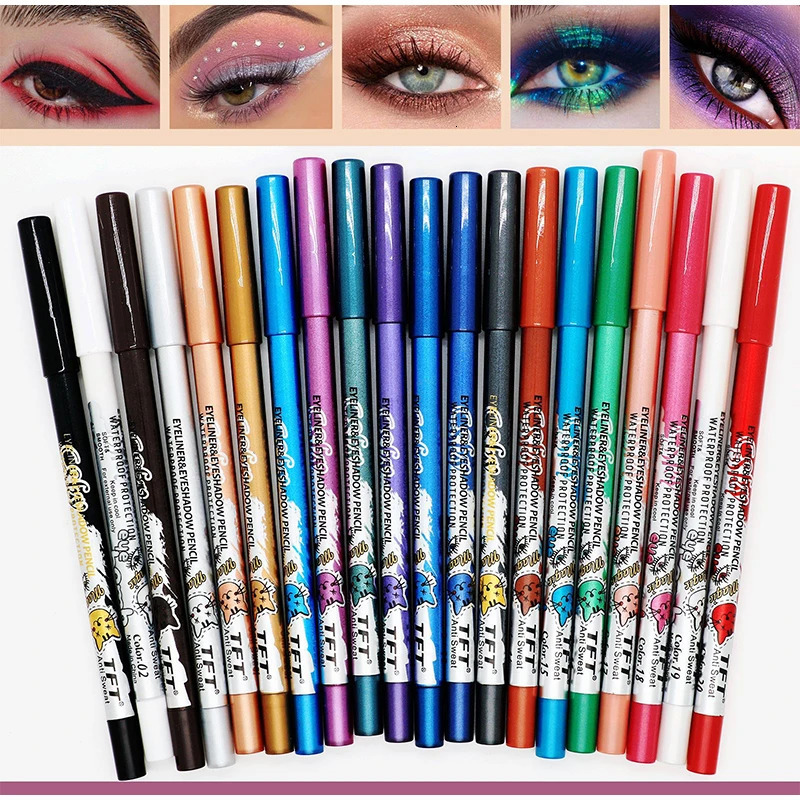 Quick-Dry Eyeliner Pencil Long Lasting Waterproof Eye Liner Pen Fashion Colorful Liquid Eyeliner Shiny Cosmetic 240625