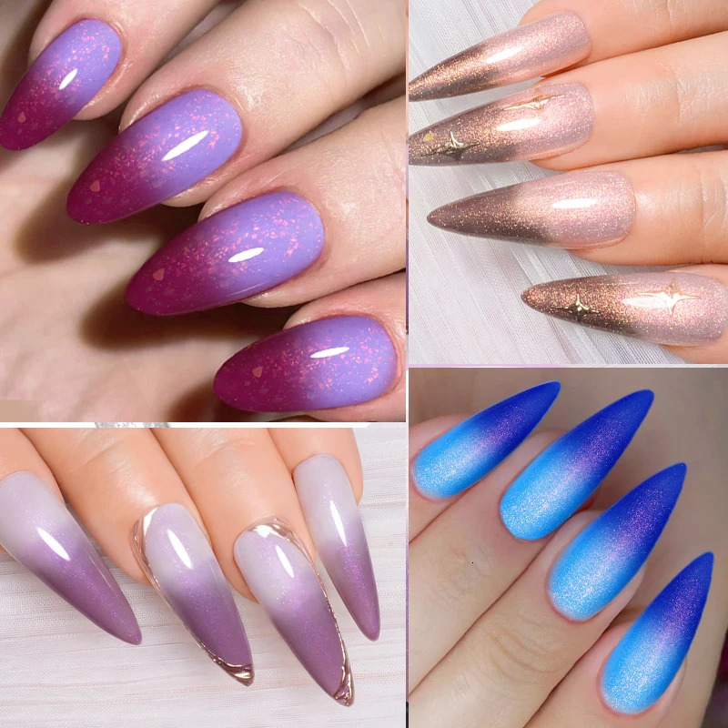 7ml aurora thermal gel nail polish purple naked flash temperature change semi anent nail art gel varnish 240625