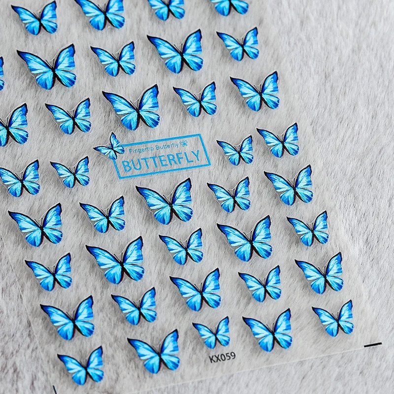 1 piece of 5D fashionable butterfly nail art sticker Kawaii black butterfly nail decoration sticker transfer self-adhesive slider DIY 240625