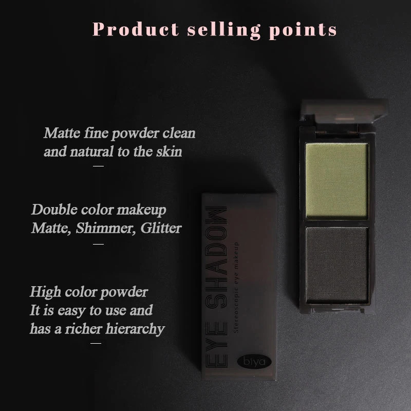 2 Colors Eye Shadow Palette Matte Glitter Eyeshadow Gothic Red Black Pigments Waterproof Earth Color Shimmer Portable Cosmetics 240625