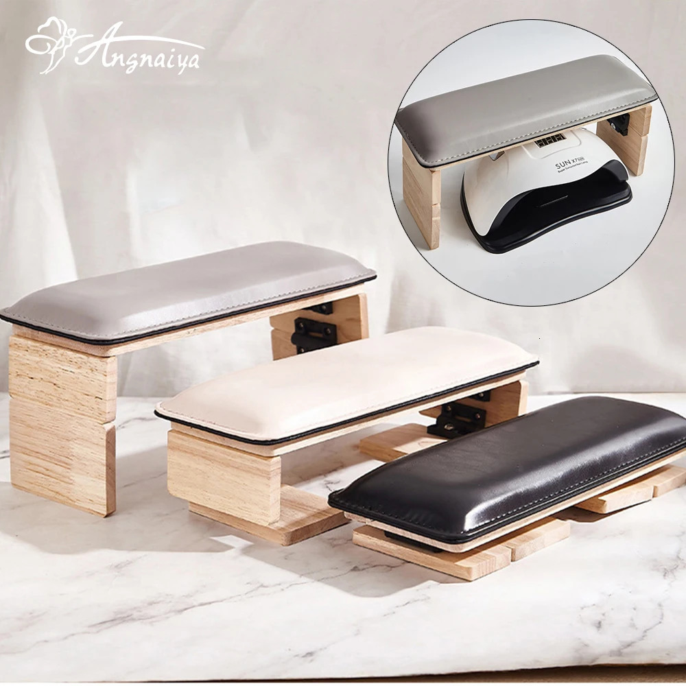 ANGNYA Double Fold Nail Hand Rest For Nails Log and PU Leather Hand Pillow Cushion Holder Stand Nail Table Manicure Arm Rests 240625