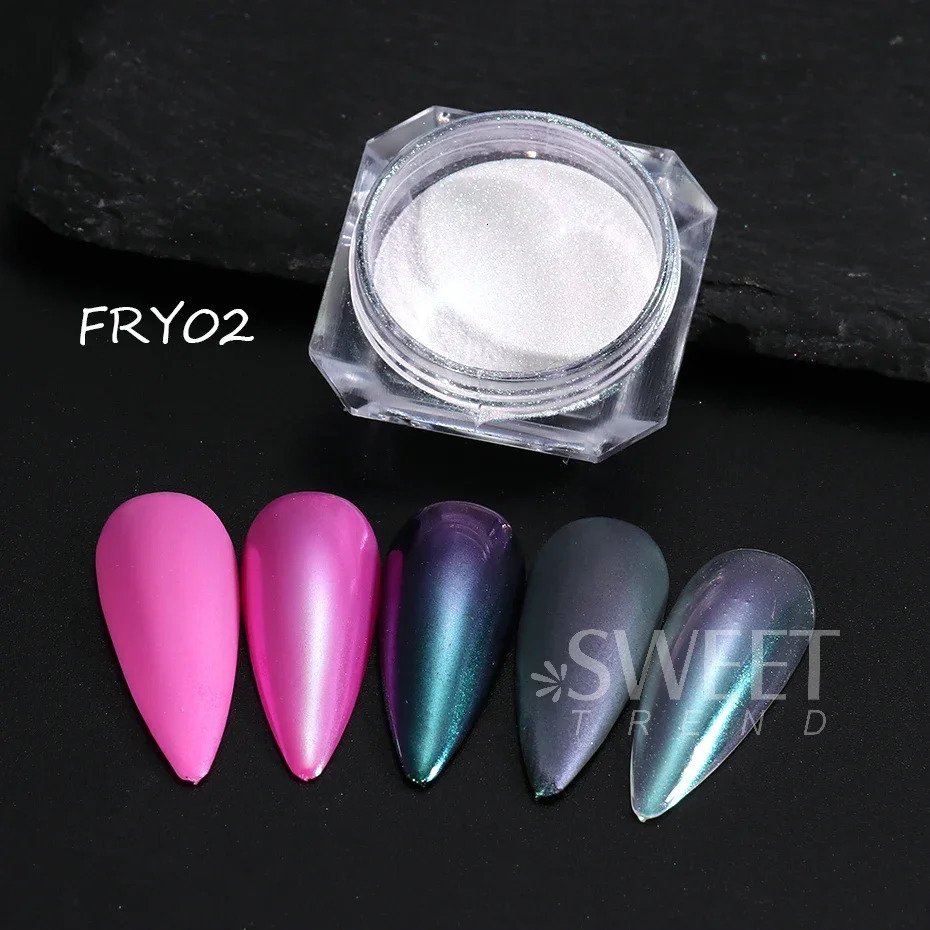 2pcs Rainbow Mirror Nails Glitter Powder Mermaid Unicorn Chrome Pigment Aurora Rub Dust Glimmer Manicure Decor Accessories Flash 240625