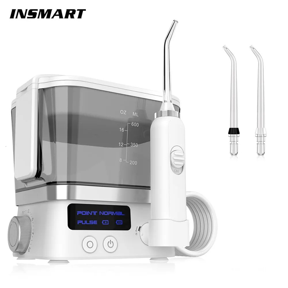 Oral Irrigator USB Rechargeable 10 Levels Water Flosser Portable Dental Water Jet 600ML Water Tank Household Teeth Cleaner 240625