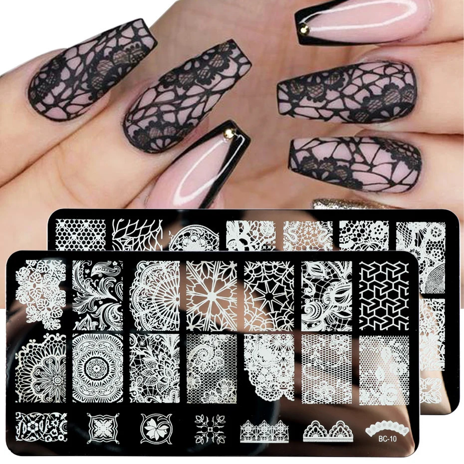 Lace nail stamping board Mandala geometric flower nail art stamping template Polish printing template hand tool 240625