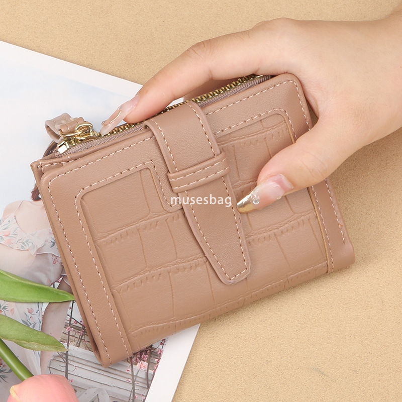 Korean Women's Fashionable Small Wallet Solid Color Simple Casual Zipper Multi Card Practical Large Capacity Student Small Fresh New Wallet Zero 