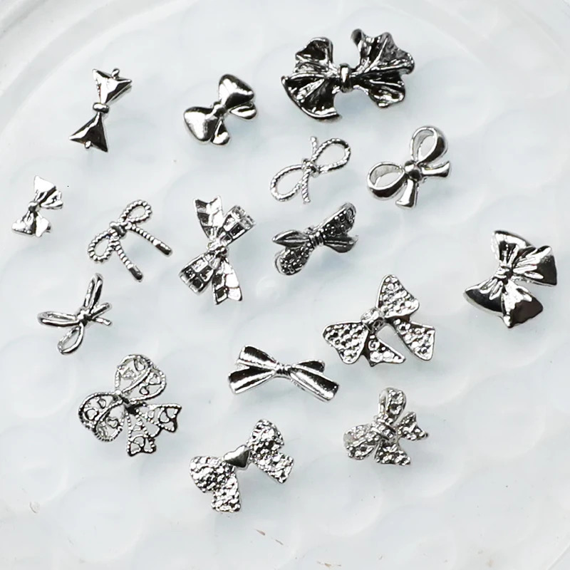 50 pieces of retro Japanese nail charm parts mixed style heart bow accessories nail tip materials DIY nail art decoration 240625