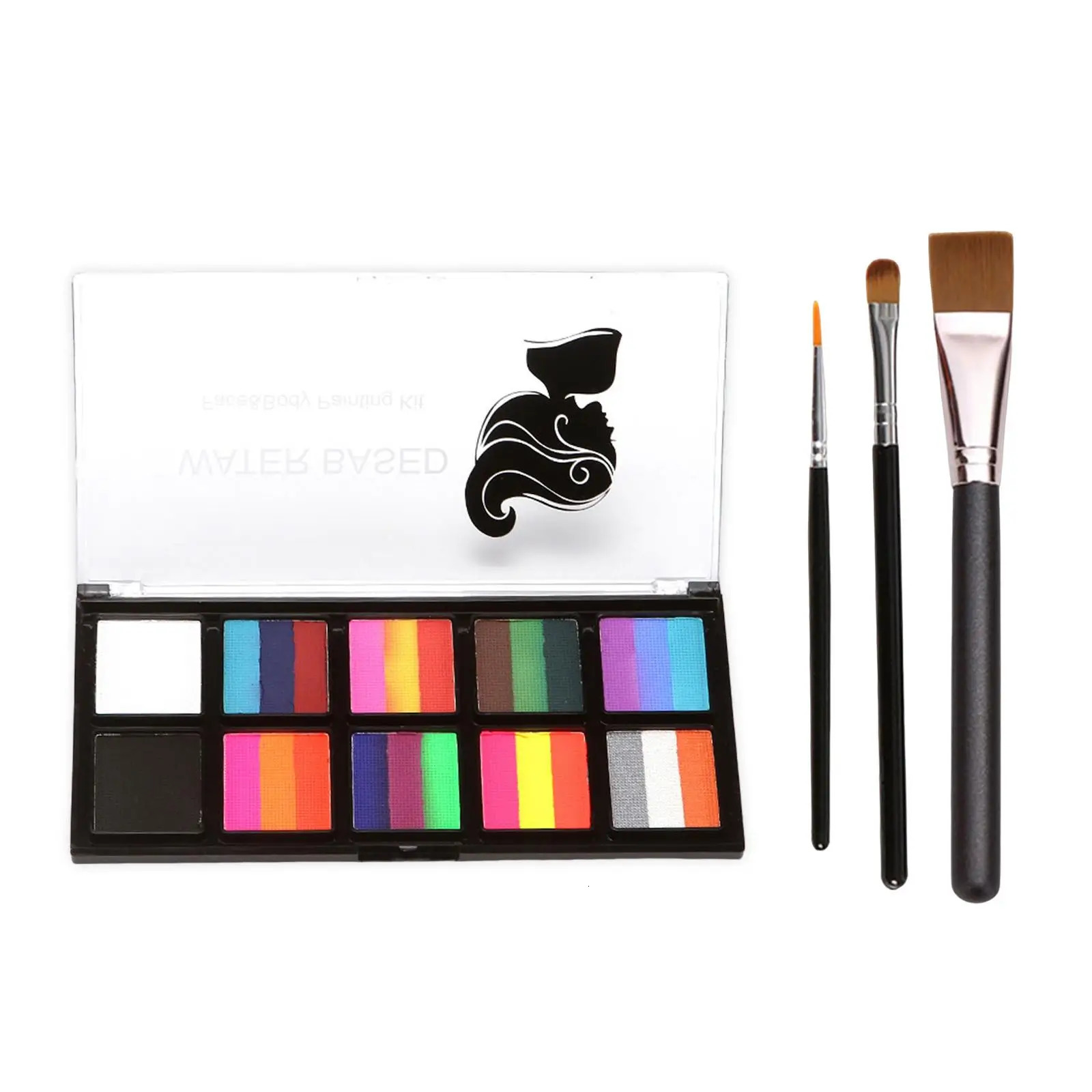 Face and Body Paint with Brushes Makeup Professional Washable Facepaint for 240626