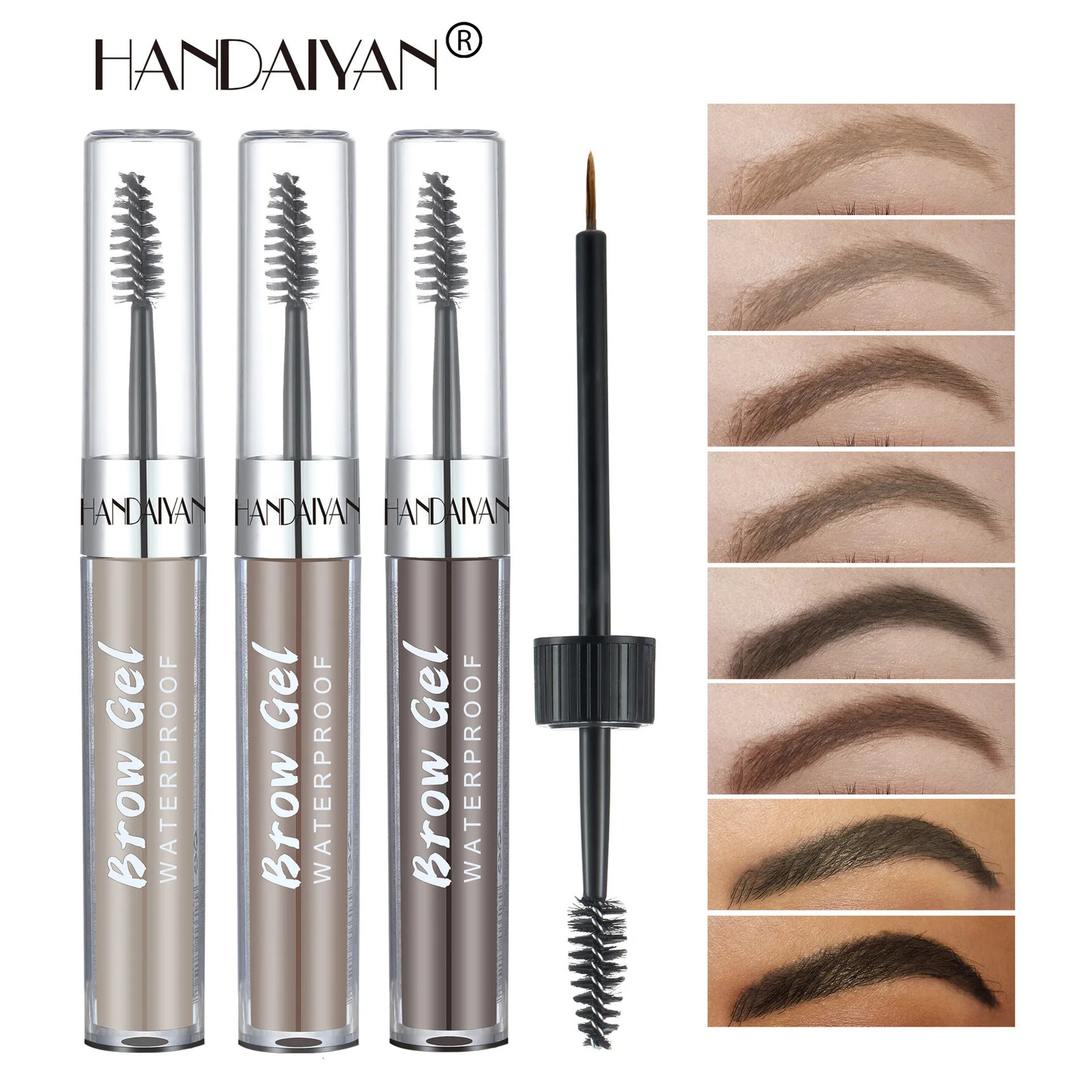 HANDAIYAN 8 Color Double Head Eyebrow Gel Waterproof Lasting 24 Hours Liquid Eyebrow Dye Cream Natural Dense Eyebrow Cosmetics 240625
