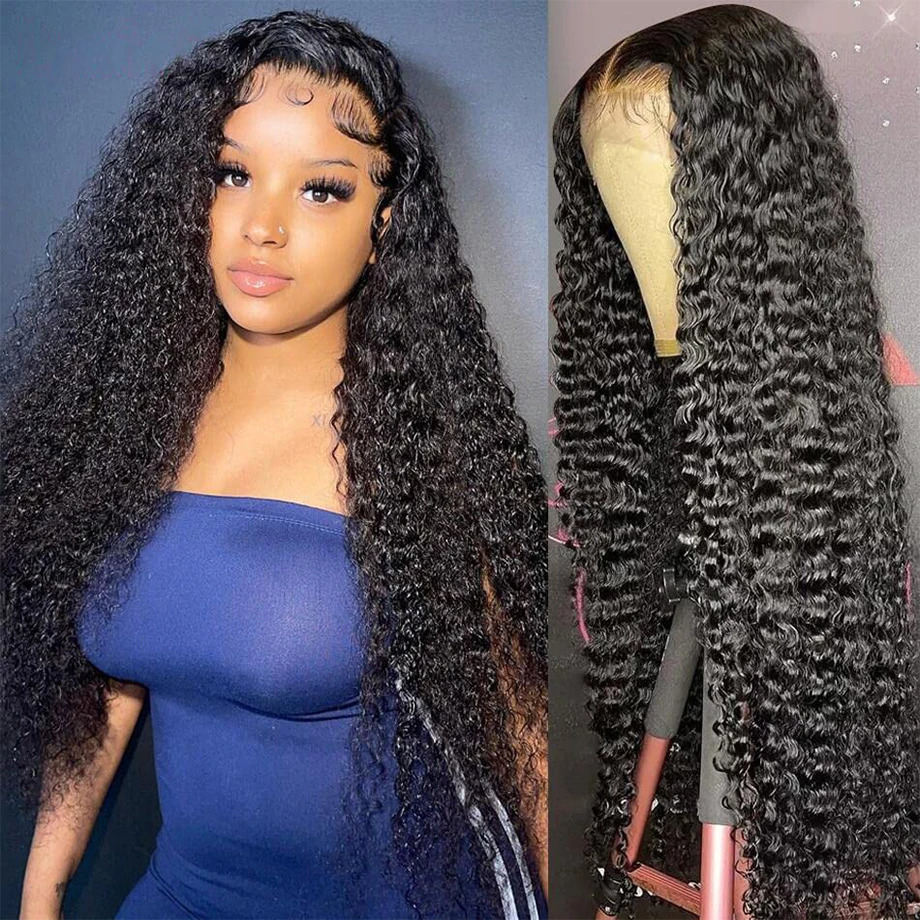 Kinky Curly 13x4 Lace Front Human Hair Wigs For Women 30 inch Indian Deep Curly Lace Frontal Wig Wet And Wavy Lace Closure Wigs 240621