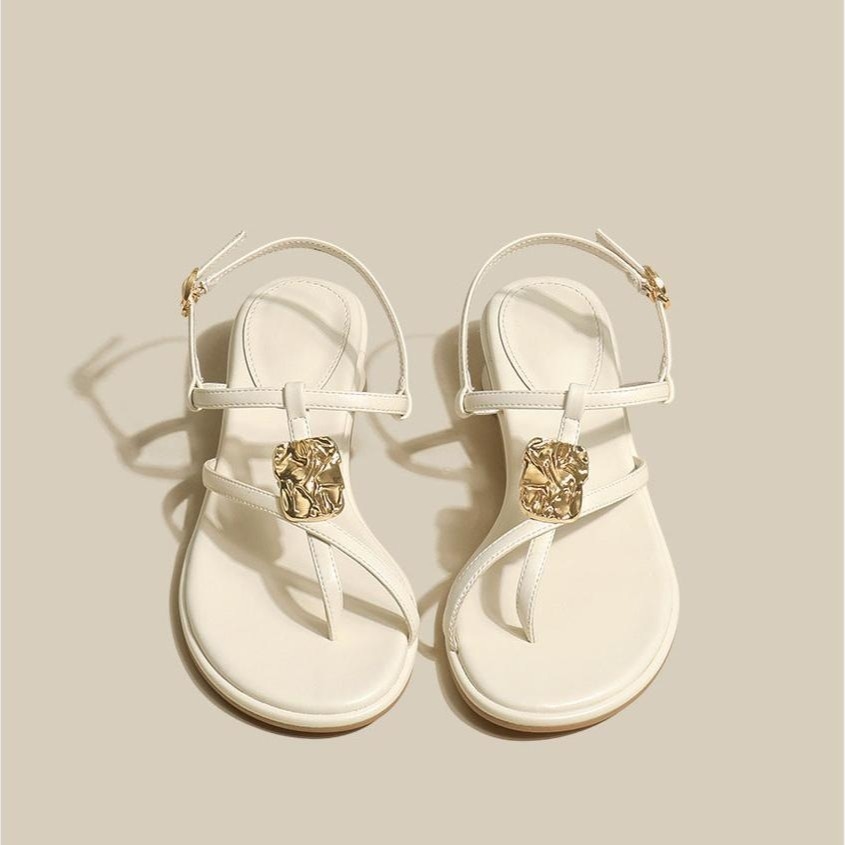 French premium sandals women's summer 2023 new block heels roman shoes fashion beach sandals black