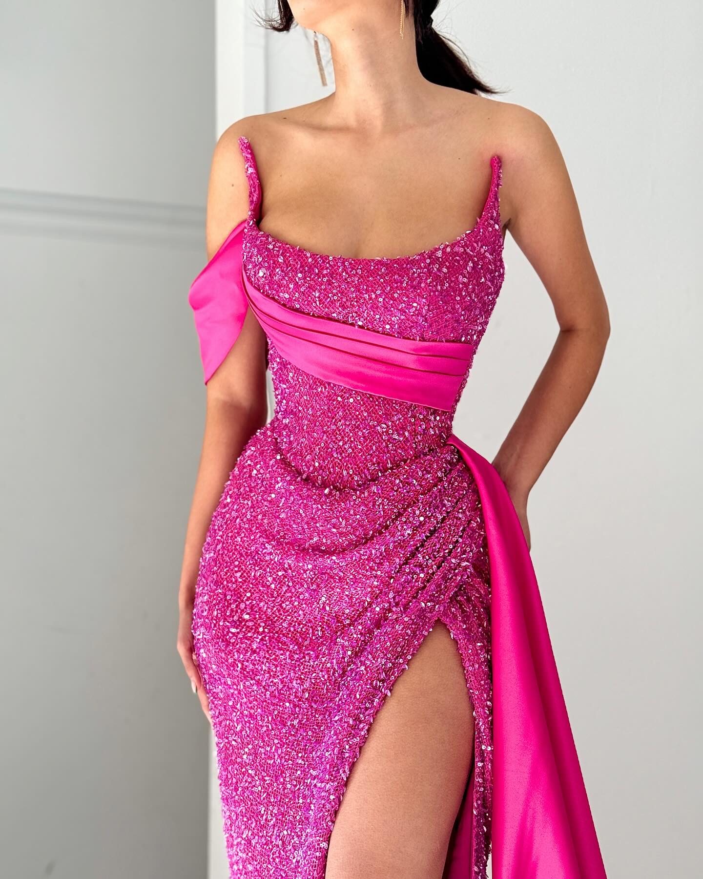 Stunning Fuia Mermaid Prom Dress Sparkly Sequins Evening Gowns Pleats Strapless Thigh Split Sweep Train Formal Dresses For Special Ocns 6660311