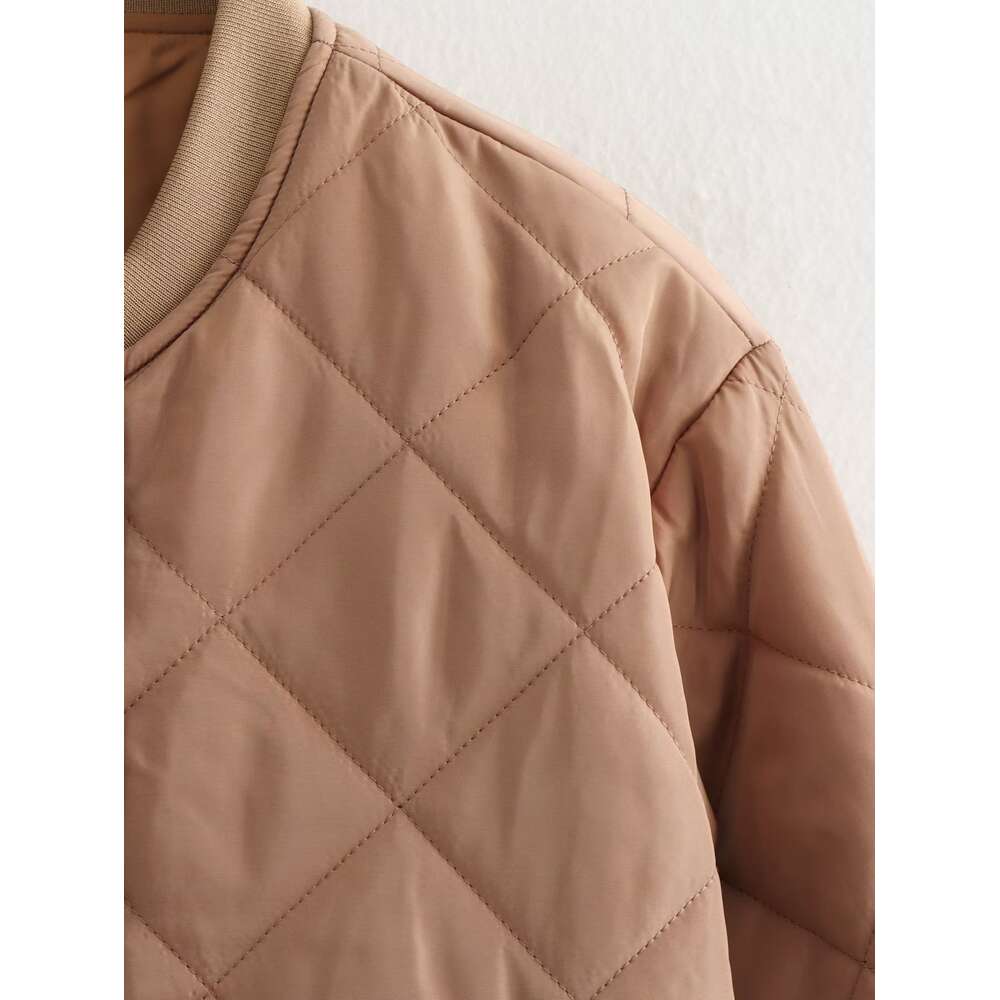 Multicolor Bomber Jackets for Women 2024 Quilted Jacket Coat Female Stand Collar with Pockets Chic Warm New Outerwear F6.26#58