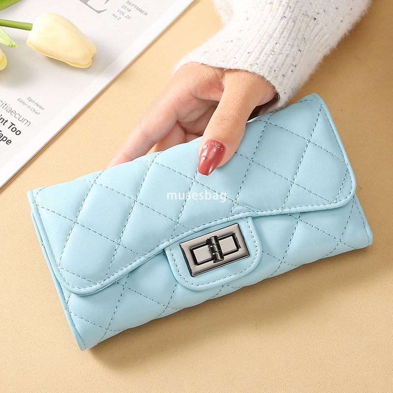 Designer Women's Fashionable and Fashionable Small Fragrant Wind Lingge Wallet Long Handheld Bag New Korean Versatile Practical Large Capacity Ph