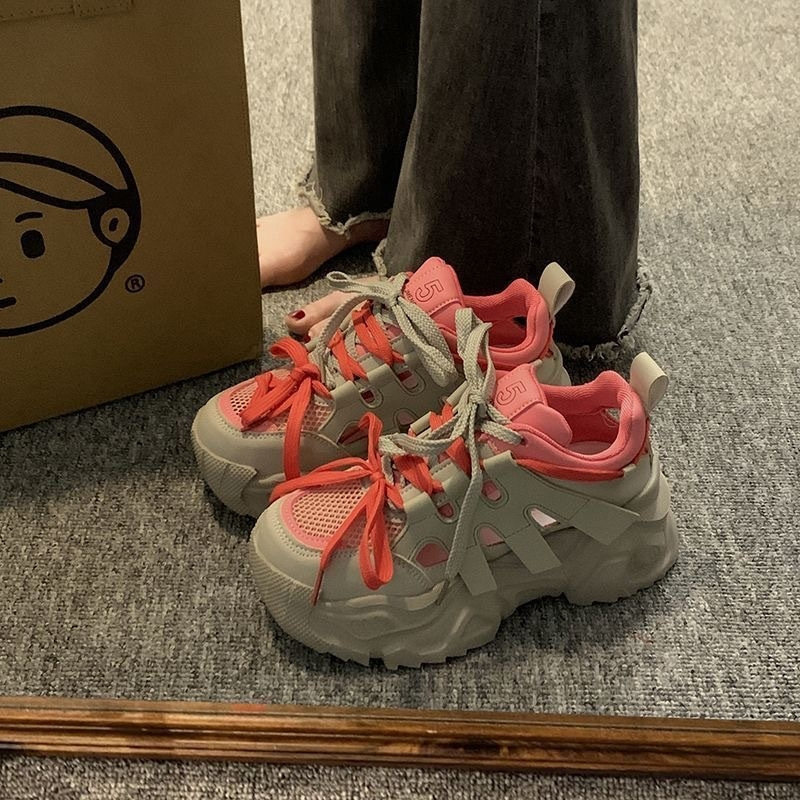 Mesh Dad 2024 Spring Summer New Versatile Lightweight Small Tall Thick Sole Casual Sports Shoes for Women c4c8