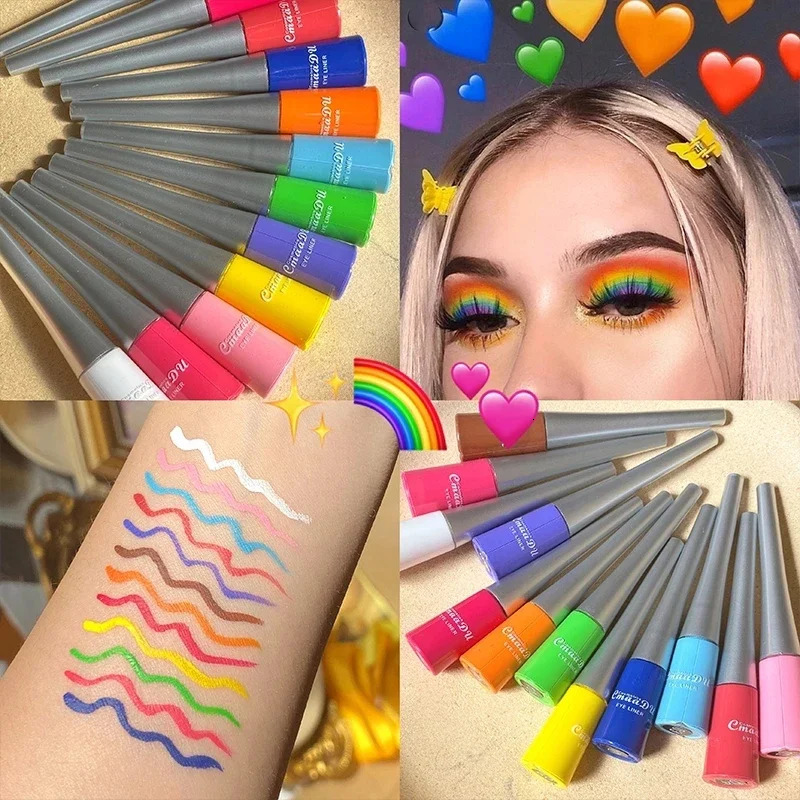 Liquid Blue Eyeliner Pencil Ultra-thin Long Lasting Quick Dry Smooth Rainbow Colorful Eye Liner Waterproof No Blooming Cosmetics 240625