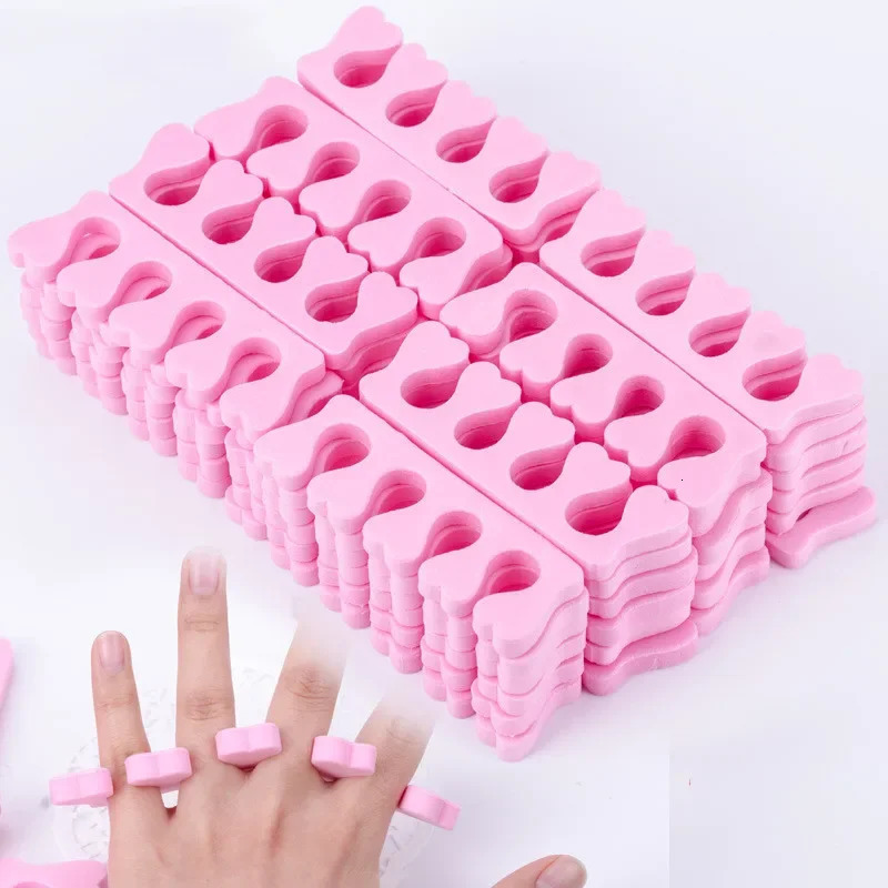 Soft Pink 100pcs Finger Toe Separators Manicure Pedicure Foot Care Compressed Sponge Nail Art Tools Suitable For Men And Women o240625