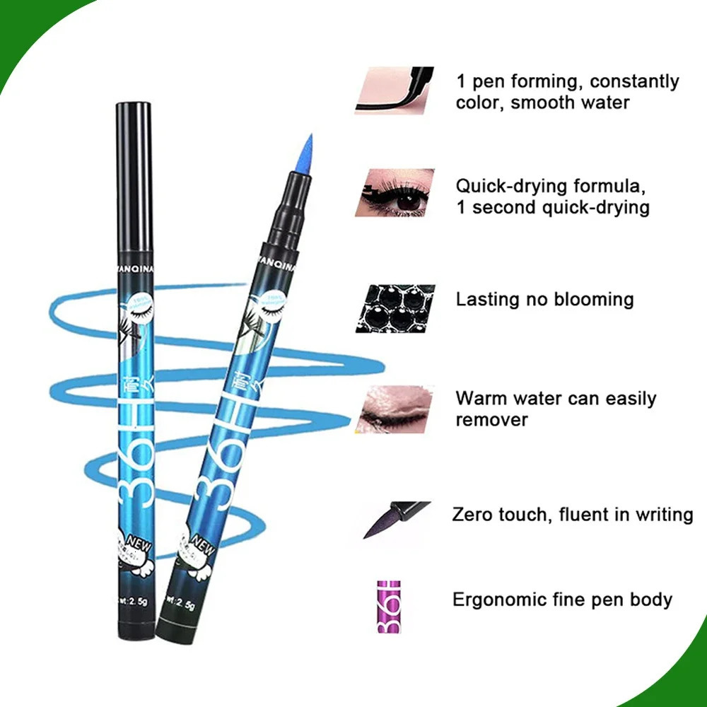 Liquid Eyeliner Black Waterproof Eyeliner Pencil Quick Drying Not Bloom Natural Eyeliner Liquid Pen Apply Eye Makeup Tools 240625