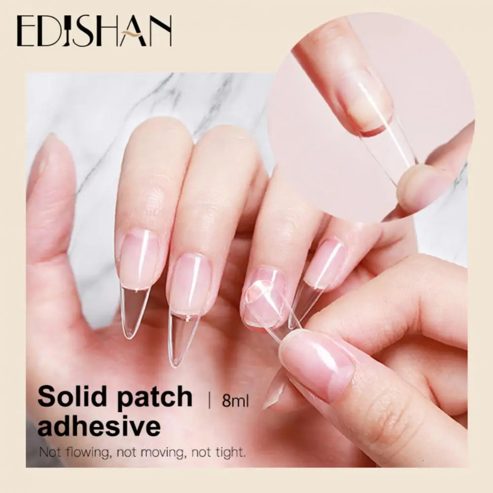 Easy Stick Solid Nail Patch Gel Gummy Adhesive Bond 8ml UV Glue No-Flowing Modelling Stick Tips Clear Solid Nail Art UV Gel 240625