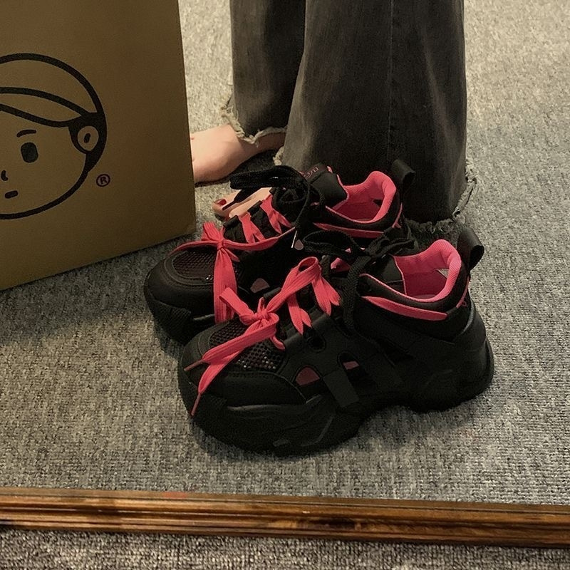 Mesh Dad 2024 Spring Summer New Versatile Lightweight Small Tall Thick Sole Casual Sports Shoes for Women c4c8