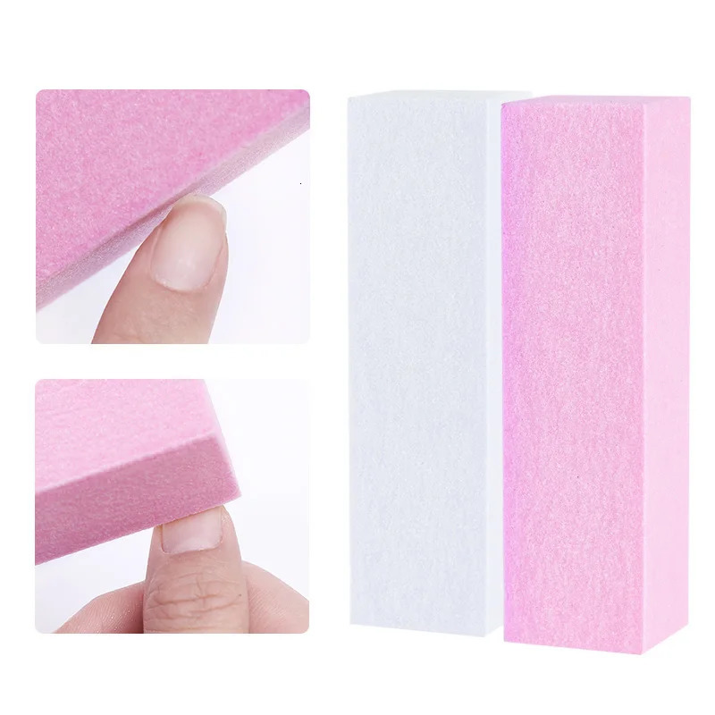 Pink White Buffing Sanding Files Block Pedicure Manicure Care Sponge Nail Art Buffer Grindig Polishing No Hurt Nail Art Tools 240625