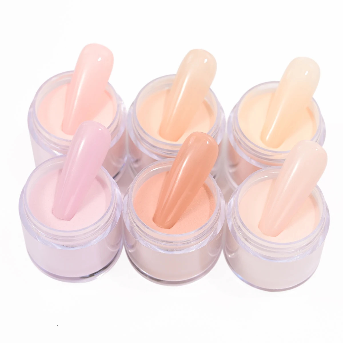 6jars Nude Pink Nail Art Acrylic Powder 10g/bottle Crystal Powder Pigment For Nails Extension/Carving/Dipping 3in1 Nails Dust#* 240625