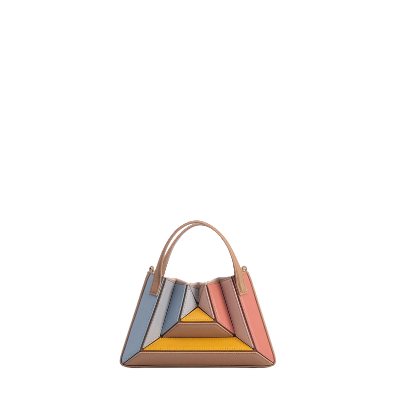 Street trend fashion shoulder bag simple and atmospheric with a tangram splicing color contrast silver bag fashionable and trendy mini bag women'
