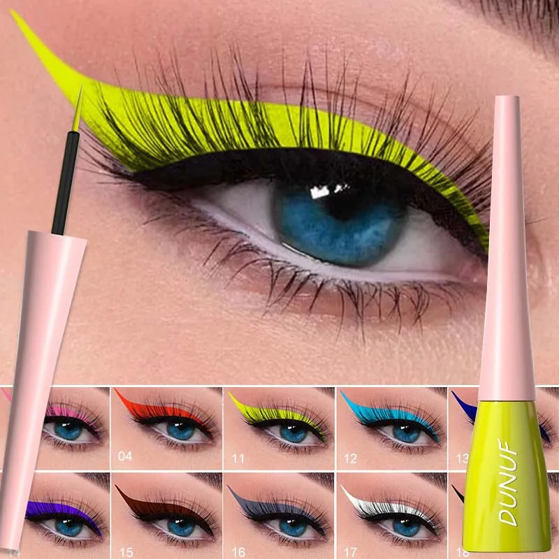 18 Colors Matte Colorful Liquid Eyeliner Pencil Waterproof Lasting Makeup Liquid Eye Liner Blue Green Yellow Eyes Cosmetics Pen 240625