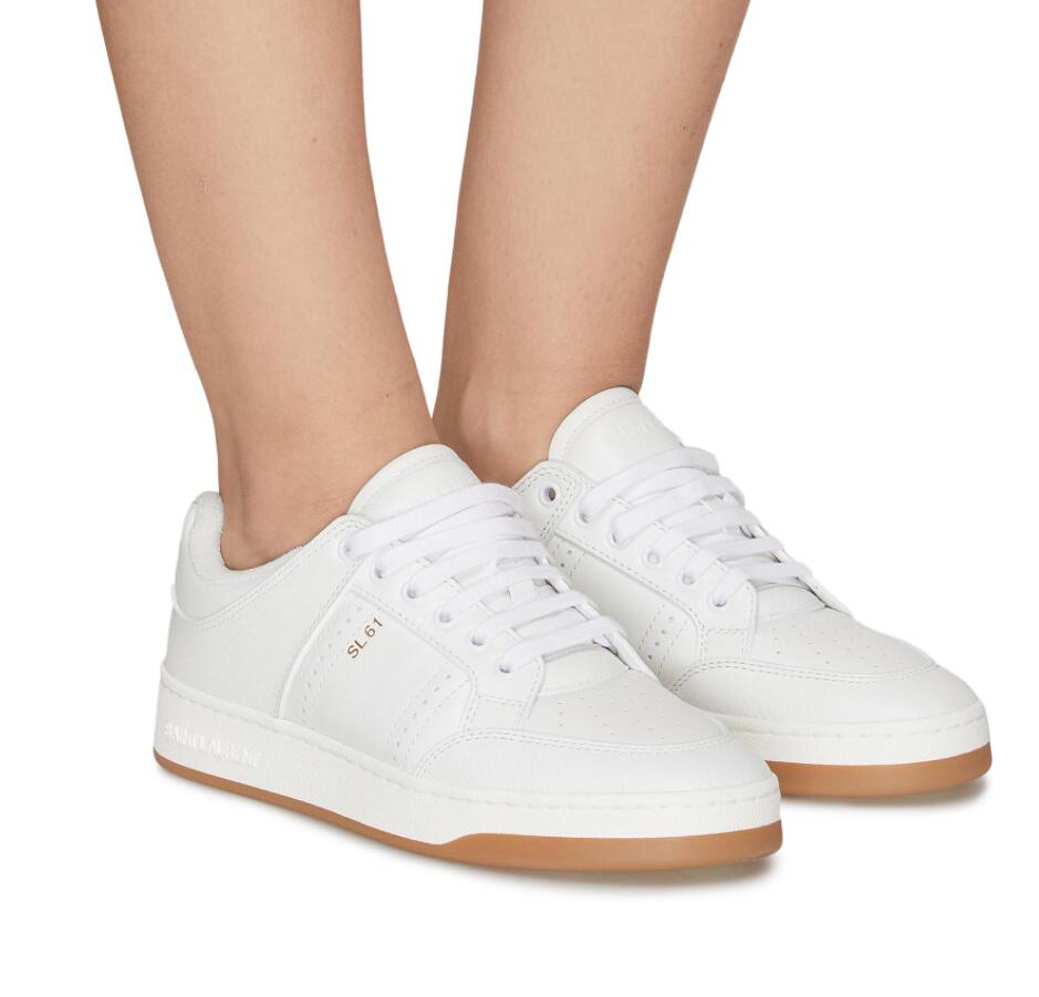 Couple style Pop casual shoes leathers sneaker sl/61 low-top sneakers smooth and grained leather LACE UP CALFSKIN Rubber soles SL/ 61 SKATE trainers With box 35-45