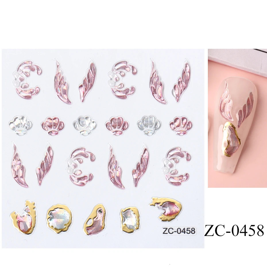 3 pieces/set of diamond pearl self-adhesive stickers used for nail gold frame abstract geometry 5D creative nail art decoration 240625