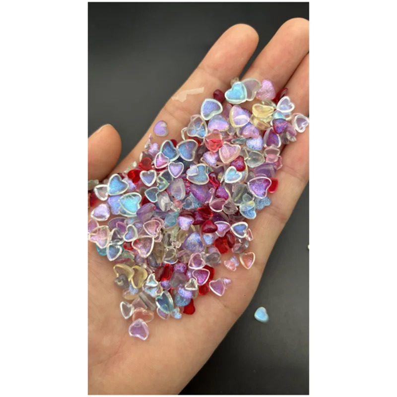 50 Kawaii accessories resin nail art charm cartoon heart-shaped nail decoration mixed size handmade Rhinestone jewelry DIY 240625