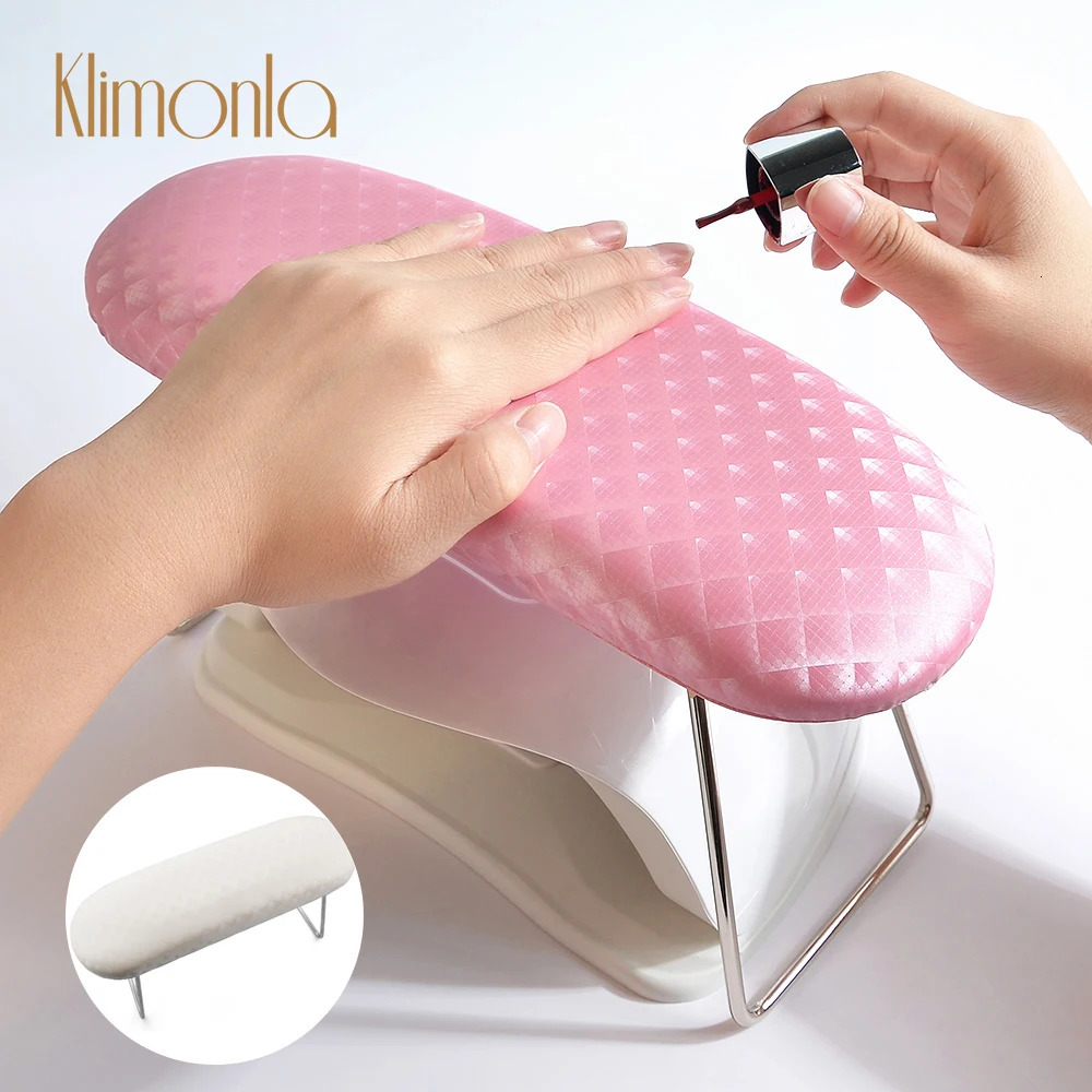 PinkWhite Plaid Waterproof Leather Hand Pillow Arm Rest Cushion Nail Art Wrist Support Pad Soft Pillow Stand for Manicure Salon 240625