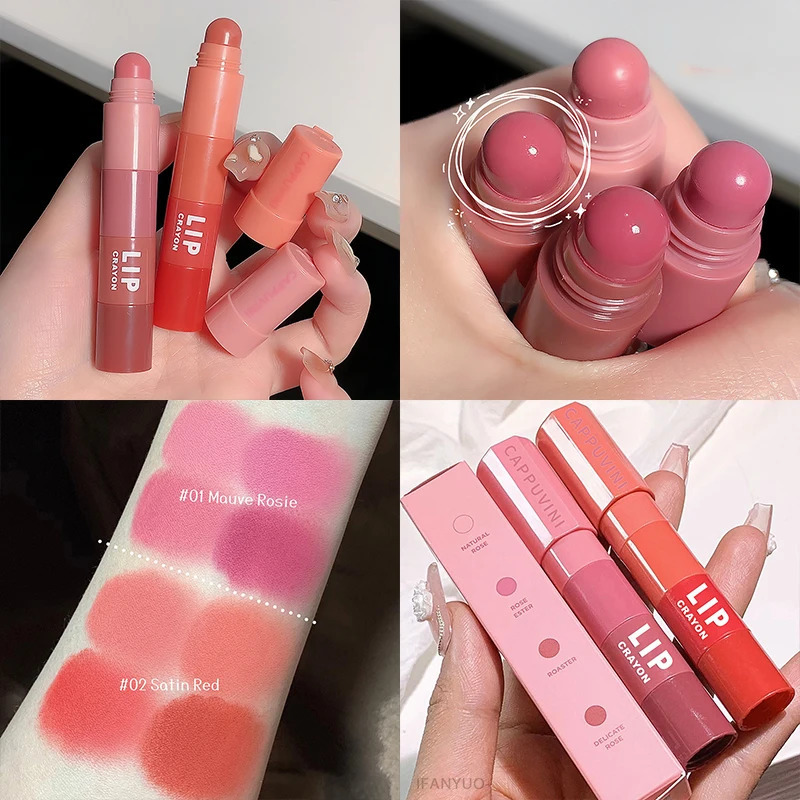 Mini Lipstick Set Matte 4 Colors Lipstick Combination 4 Sections Velvet Grapefruit Red Lip Pigment Non-stick Cup Lip Gloss kit 240626