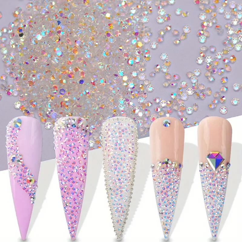 1440PCS Pixie Crystal AB Nail Art Rhinestone Flash DIY Craft Glass Stripe Jewelry Making Stone Beads 240625
