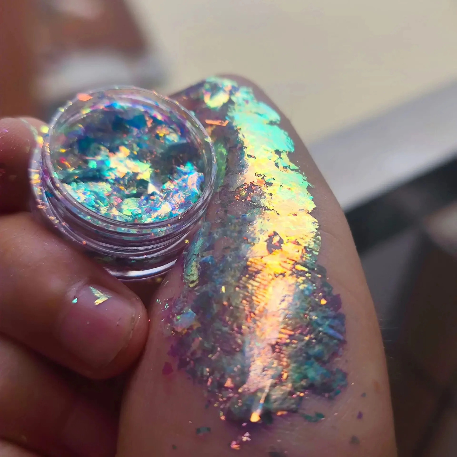 1Jar Aurora Chameleon Opal Flakes Nail Powder Holographic Mermaid Glitter Squins Powder DIY Eye shadow/Manicure Chameleon Sequin 240625