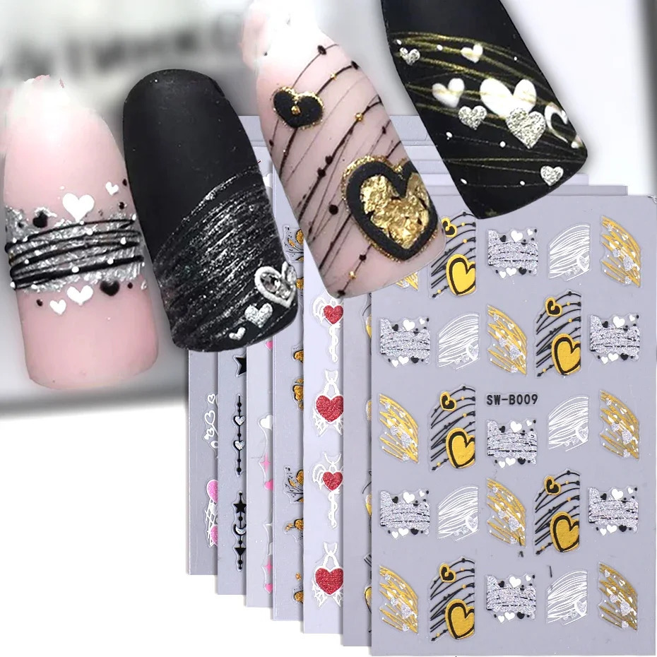 3D nail stickers flicker with beloved self-adhesive sliders nail art Valentines Day stickers DIY decorative accessories 240625