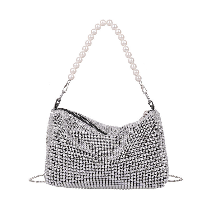 French Girl Evening Fashion Ladies Crossbody Crushed Diamonds Chain Women's Bag Pearl Shoulder Strap H6.26#12.5 ddmy 3e67