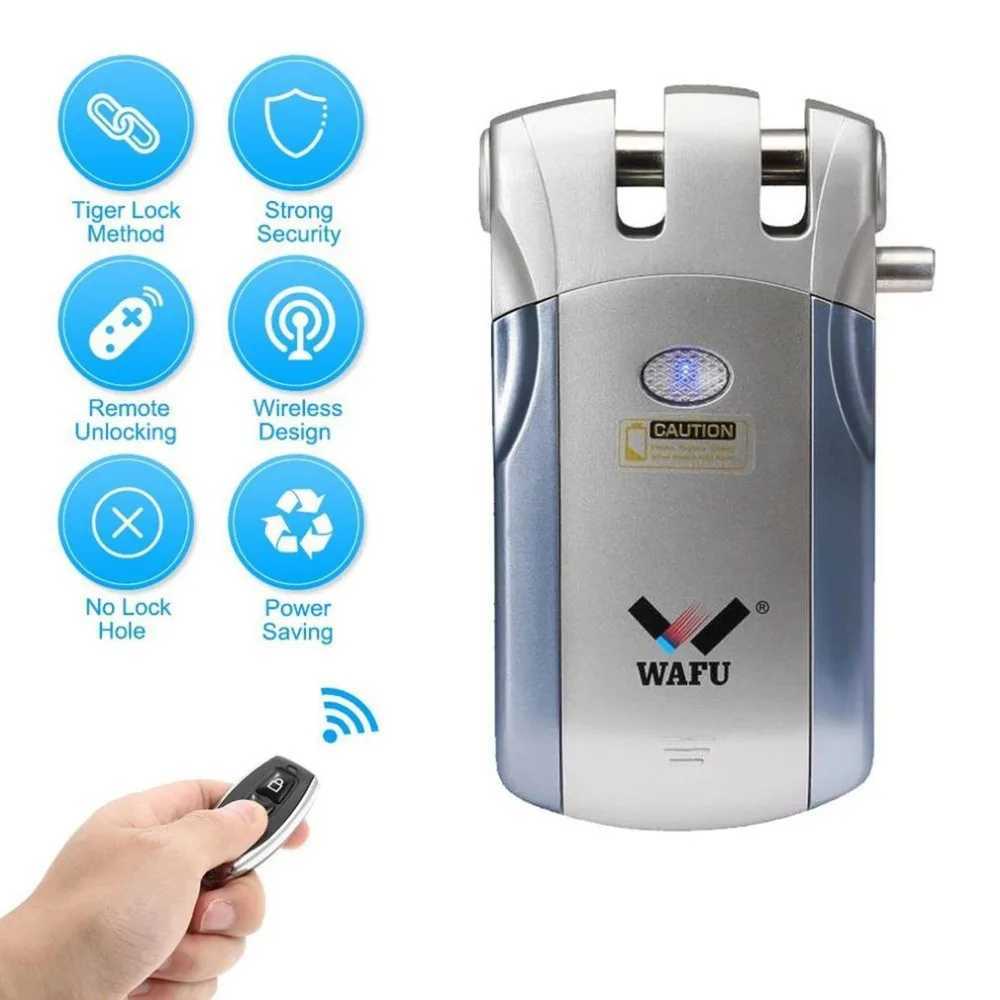 Smart Lock Wafu WF-019 wireless electric door lock intelligent keyless safety door lock with 4 remote controls easy to install