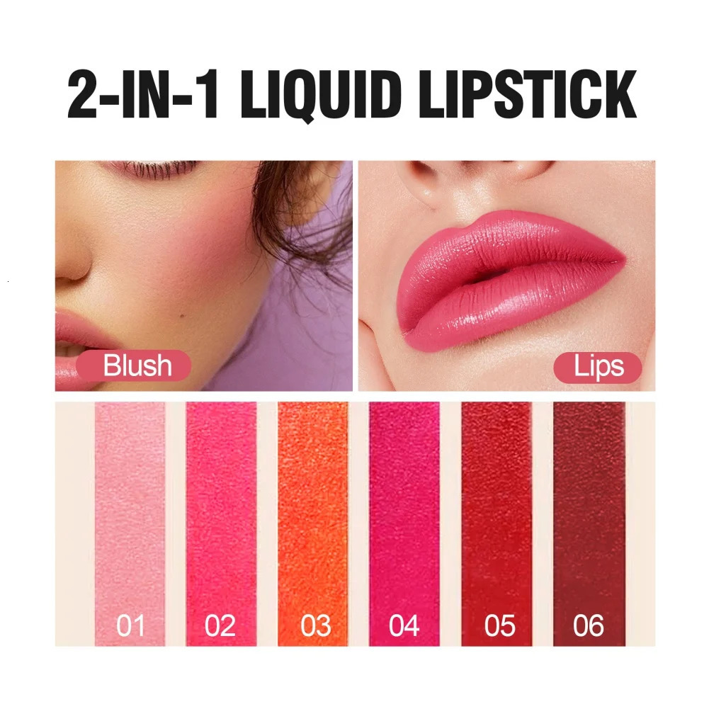 Fruit Juice Lip Tint Non-stick Cup Liquid Lipstick and Blush 2 In1 Waterproof Long Lasting Water Lip Stain Lips cheek Makeup 240626