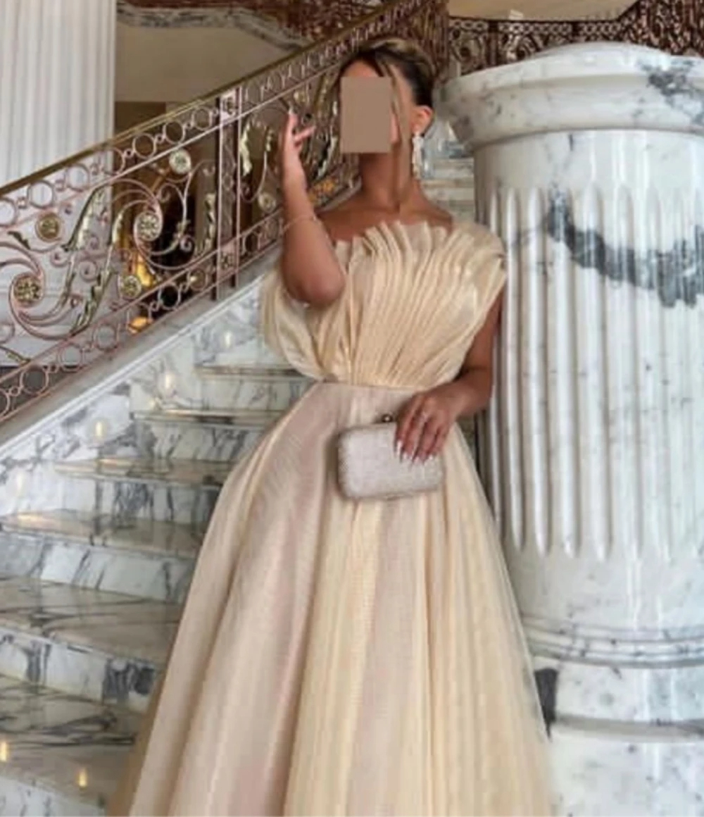 Long Prom Dresses Elegant One-Shoulder Art Deco-inspired Neck Pleats Organza A-Line Lace-up Strapless Plus Size Formal Occasion Evening Party Gown Pd2