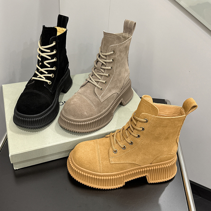 Sister Xuan Yi With The Big Yellow Boots British Style Retro Ankle Desert Tooling Leather Within Increase Martin Women Ddmysaturn