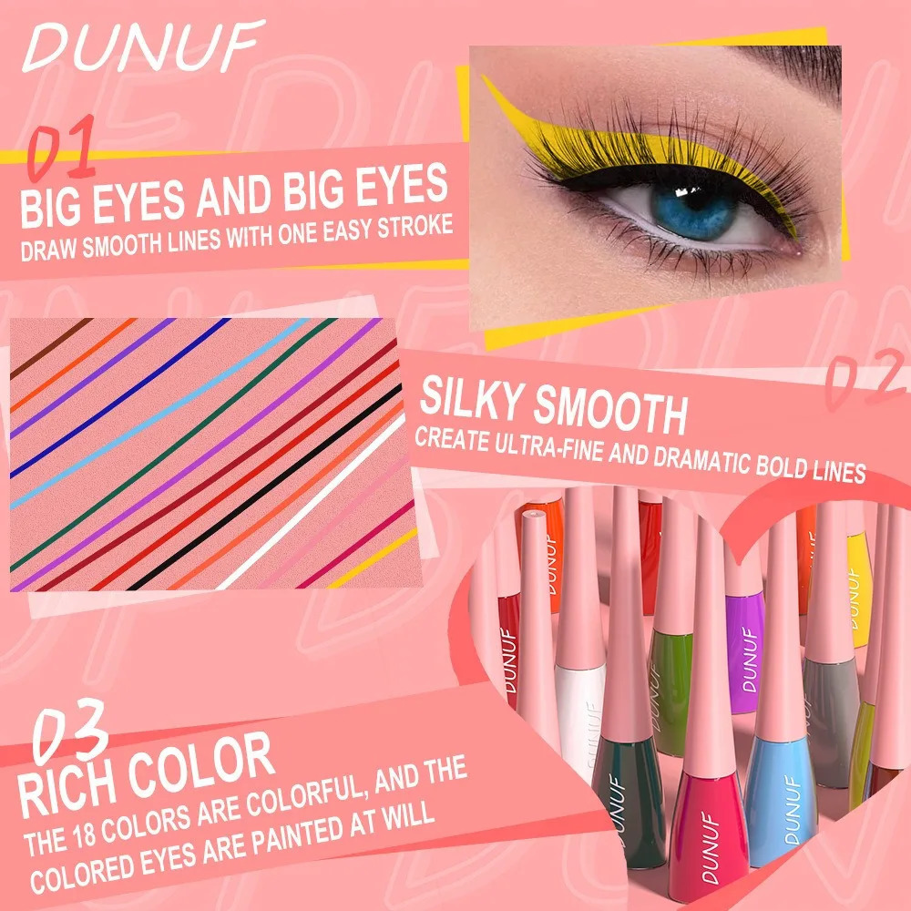 Colorful Eyeliner Liquid Pencil Waterproof Matte Eye Liner Pen Long Wear Pink Green Yellow Purple White Eyes Liner Stick Makeup 240625