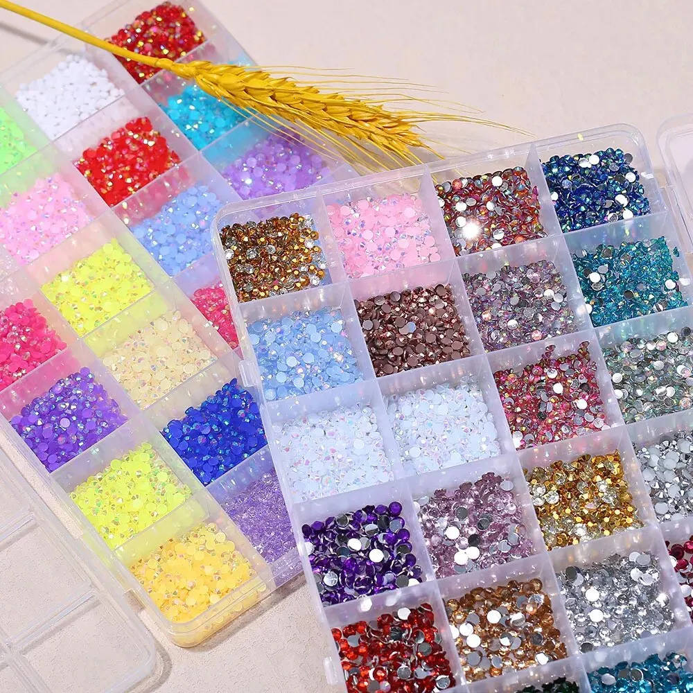 3500 circular resin flat bottomed colorful sparkling Rhinestone DIY 3D nail art decorative accessories 240625