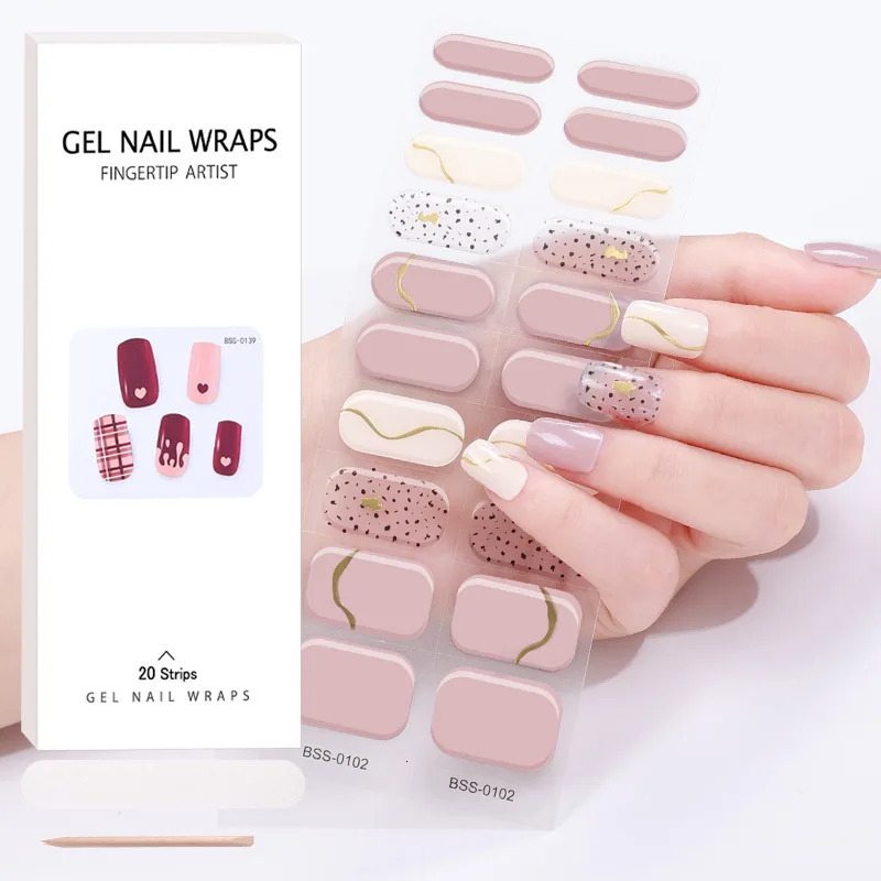 Semi-Cured Gel Nail Wraps Simple Transparent Color Adhesive Waterproof Long Lasting Gel Nail Stickers Harden In UV Lamp Need 240625