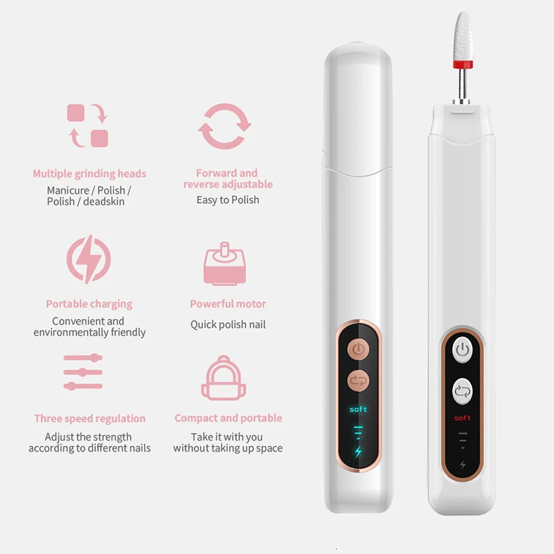 Professional Manicure Pedicure Kit Cordless Electric Nail File Set Nail Drill Machine Hand Foot Care Tool for Grind Trim Polish 240625