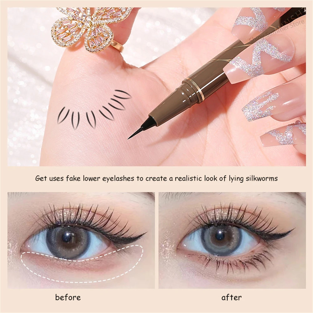 Ultra-fine Matte Liquid Eyeliner Pencil Waterproof Quick Drying Black Brown Lying Silkworm Lower Eyelashes Eye Makeup Eyeliner 240625