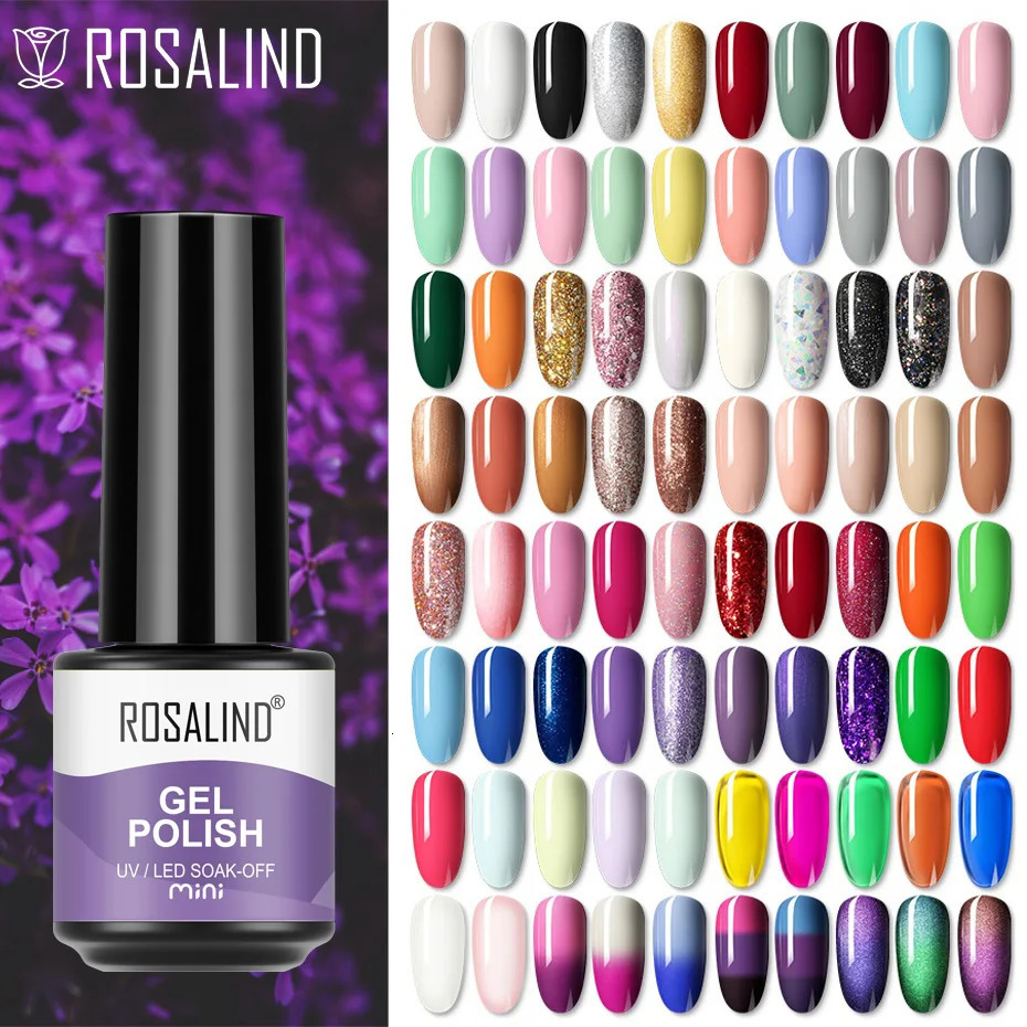 ROSALIND spring summer pure color nail gel polishing mixed varnish semi anent nail art Soak Off UV nail gel top primer 240625