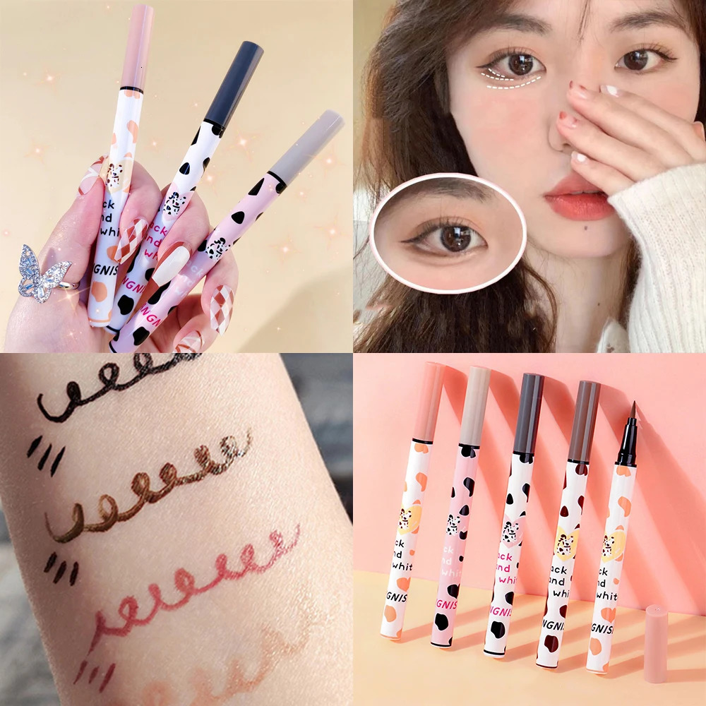 1pcs Lying Silkworm Eyeliner Pen Tea Brown Liquid Eye Shadow Pencil Smooth Quick-drying Cosmetics Cows Eye Makeup Beauty Tools 240625