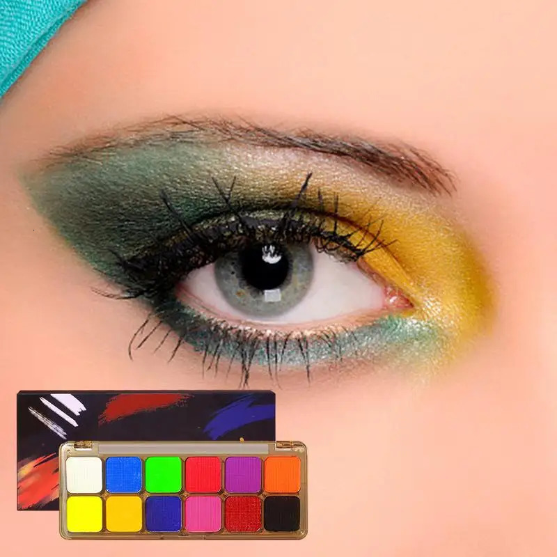 Water Soluble Face Body Paint Bright Fluorescent Rainbow Colorful Safe Facepaint Makeup 12 Color Highly Pigmented Water Soluble 240626